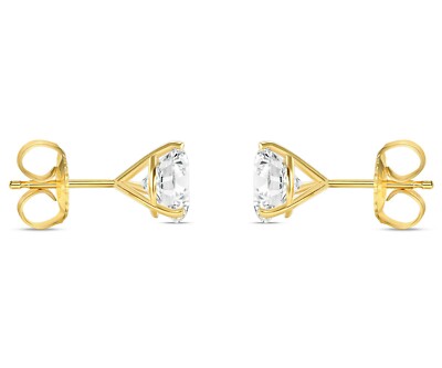 Pre-owned Shine Brite With A Diamond 4 Ct Round Earrings Studs Solid 14k Yellow Gold Brilliant Cut Push Back Martini In White/colorless