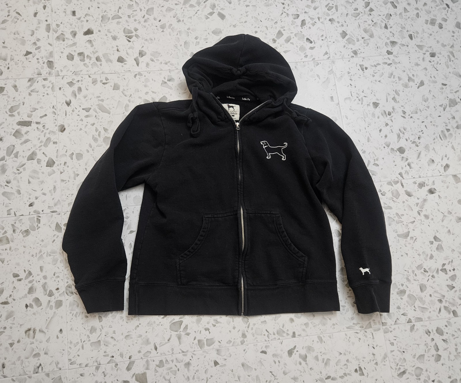 Airsky様 The Black Dog Black Full-Zip Hoodie Sweatshirt Womens L FREE