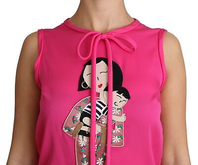 Pre-owned Mama It42 Dolce & Gabbana Blouse Pink Family Silk Tank Top Shirt /us8/m Rrp $1100