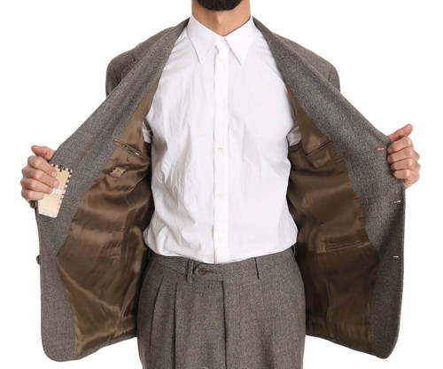 Pre-owned Dolce & Gabbana Dolce&gabbana Men Gray Suit 100% Wool Solid Oversized Three Buttons Blazer Pants