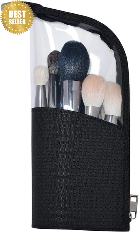 Travel Makeup Brush Holder Small Cosmetic Brush Bag Waterproof Zipper Case with 