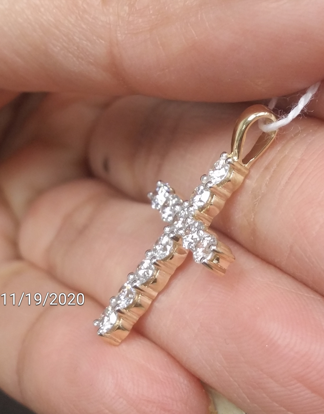 Pre-owned Handmade Deal 1.00ct Genuine Round Diamonds Cross Pendant In 14k Gold 27mm In White