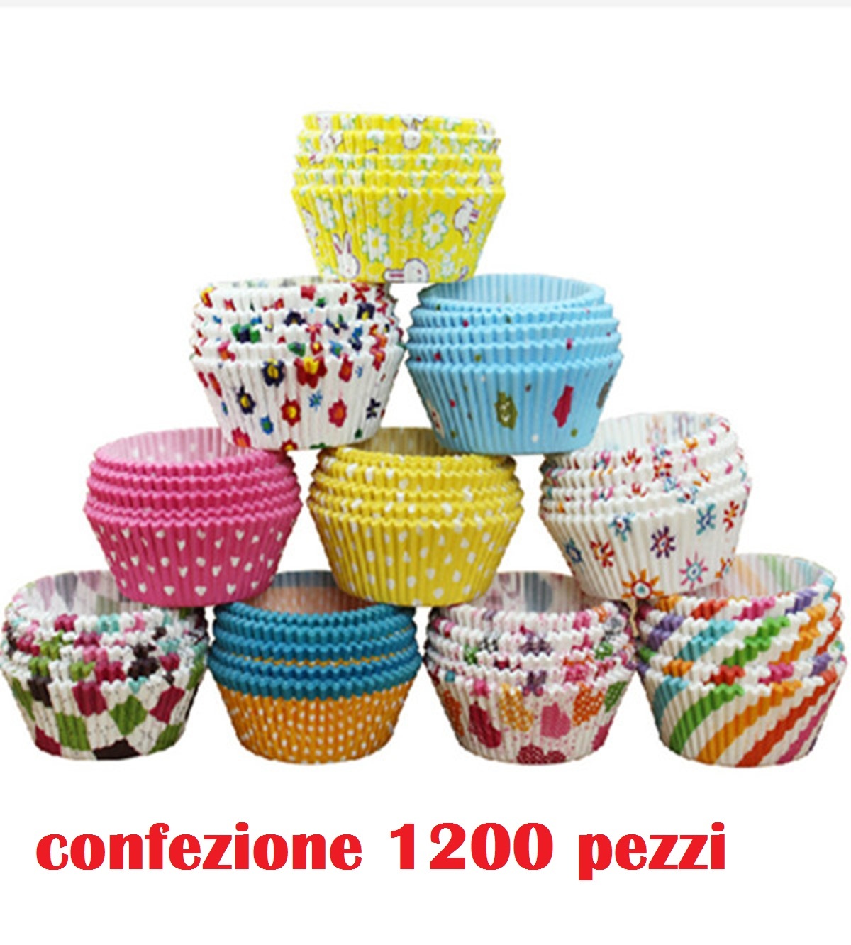 Set 1200 Pezzi Pirottini di Carta Dolci Cupcakes Muffin Biscotti Fantasy 9cm moc