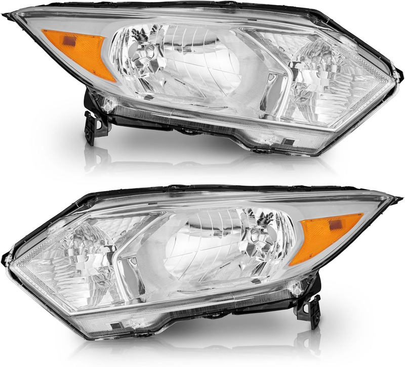 Headlights Pair Halogen Chrome Housing Amber Reflector for Honda HR-V 2016-2018