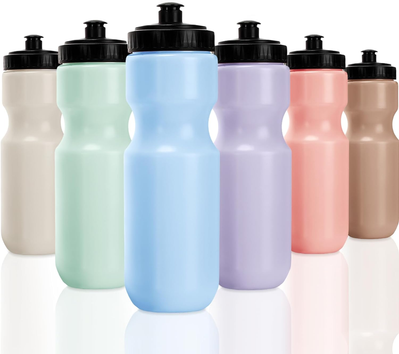 6 Pcs Squeeze Sports Water Bottles Bulk 22 Oz Reusable Sport