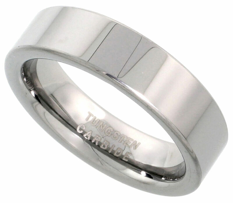 Tungsten Carbide 6mm Ring Men Women Wedding Band Polish Plain Flat Comfort Fit