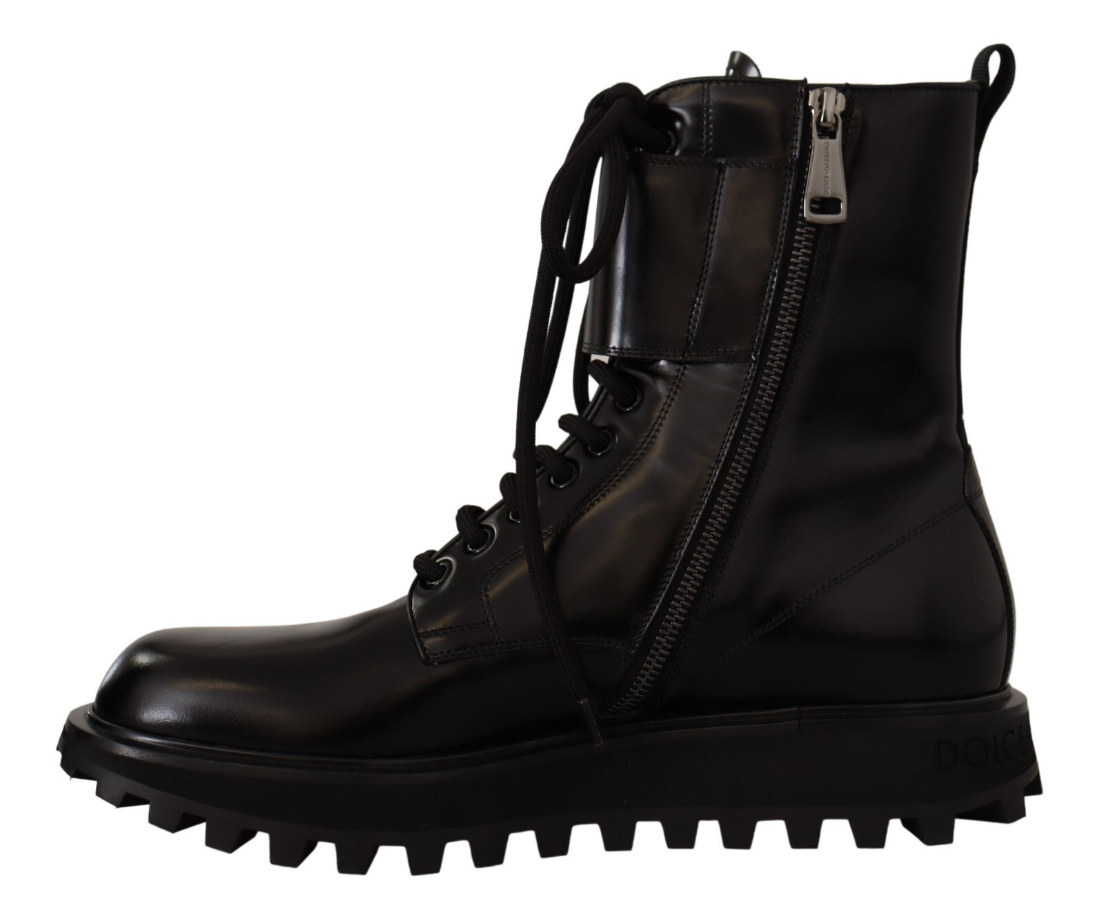 Pre-owned Dolce & Gabbana Shoes Boots Black Leather Combat Lace Up Mens Eu40 / Us7 $1400 In Black