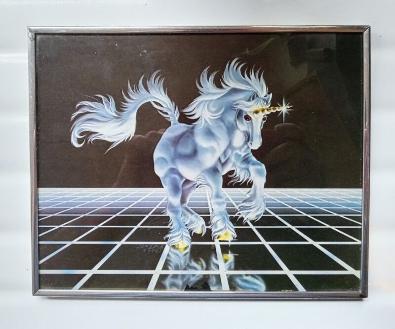 Vintage Unicorn Art Print Sue Dawe Up From The Grid 10 × 8.5 Framed