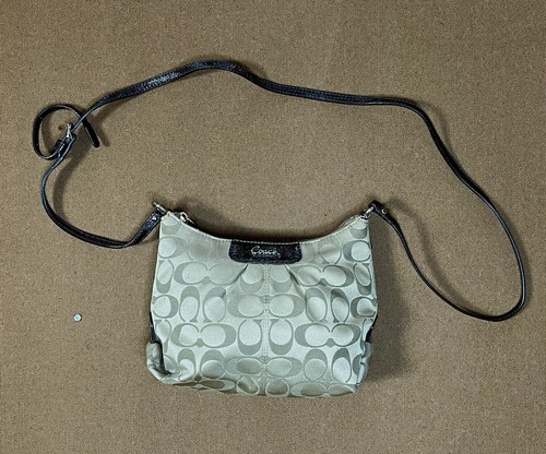 バッグ COACH Signature Accessory Pouch Handbag Coach Signature Accessory Pouch Hand Bag Wool Leather Black