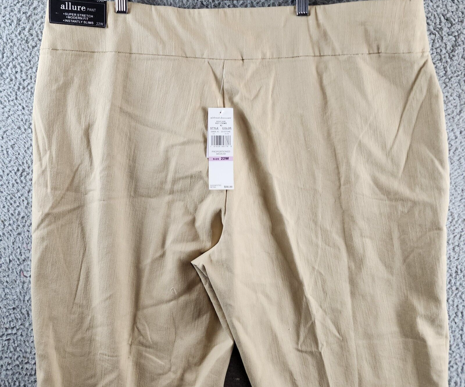 Alfred Dunner Plus Size Super Stretch Mid-Rise Pants Women's 22W Stone Pull On - Picture 12 of 13