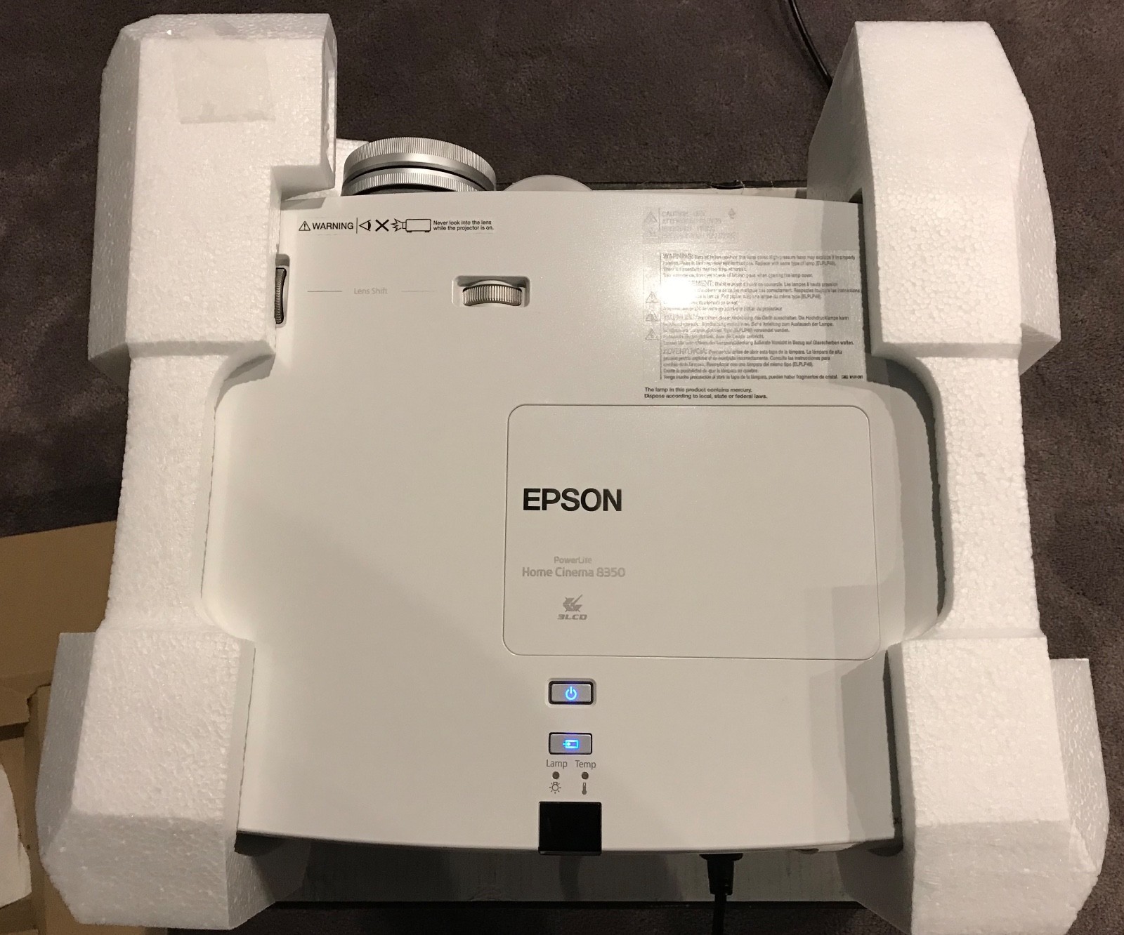Epson PowerLite Home Cinema 8350 HDMI 2000 Lumens 1080p 3LCD Projector 1594 LH
