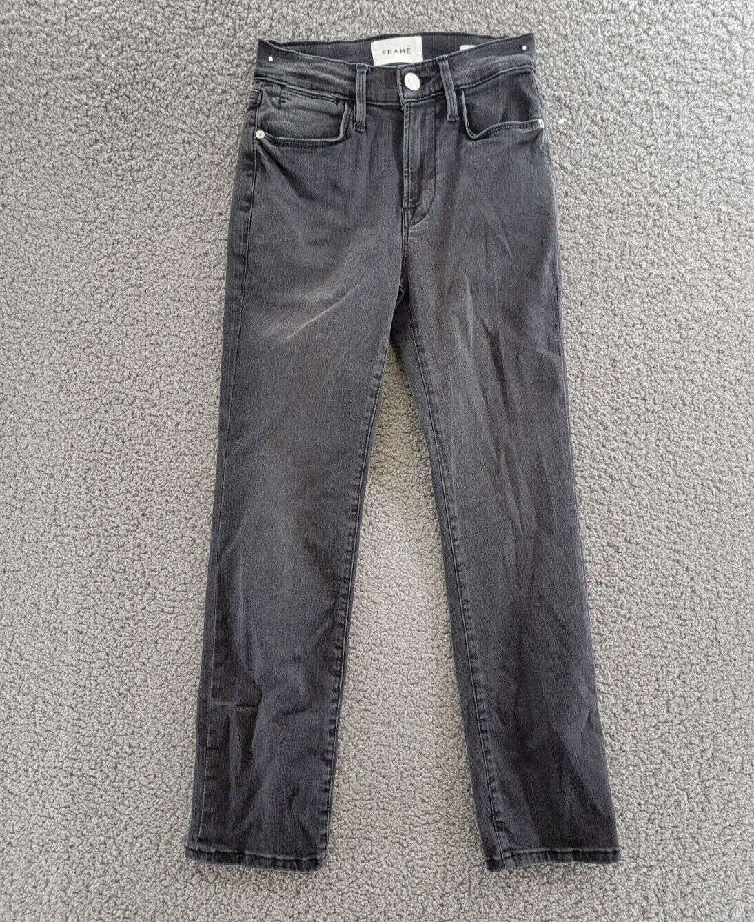 Frame Le High Straight Jeans Women's 24 Mardel Pockets Denim Button Zip Closure - Picture 2 of 17