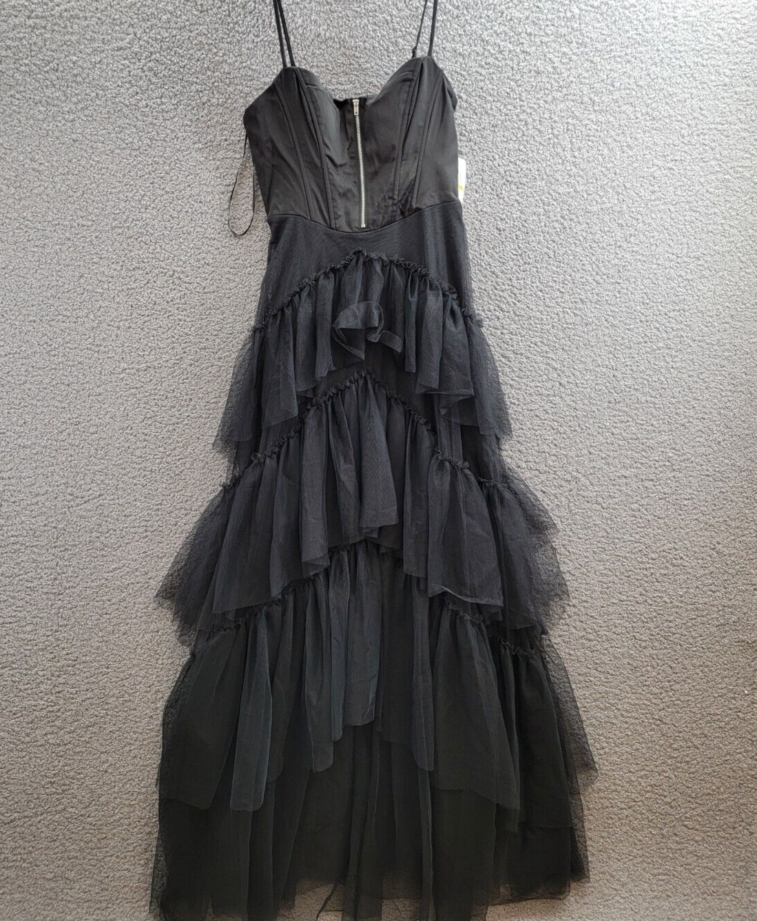 City Studio Corset Top Sweetheart-Neck Tiered-Mesh Gown Juniors' 3/4 Black Zip - Picture 2 of 17
