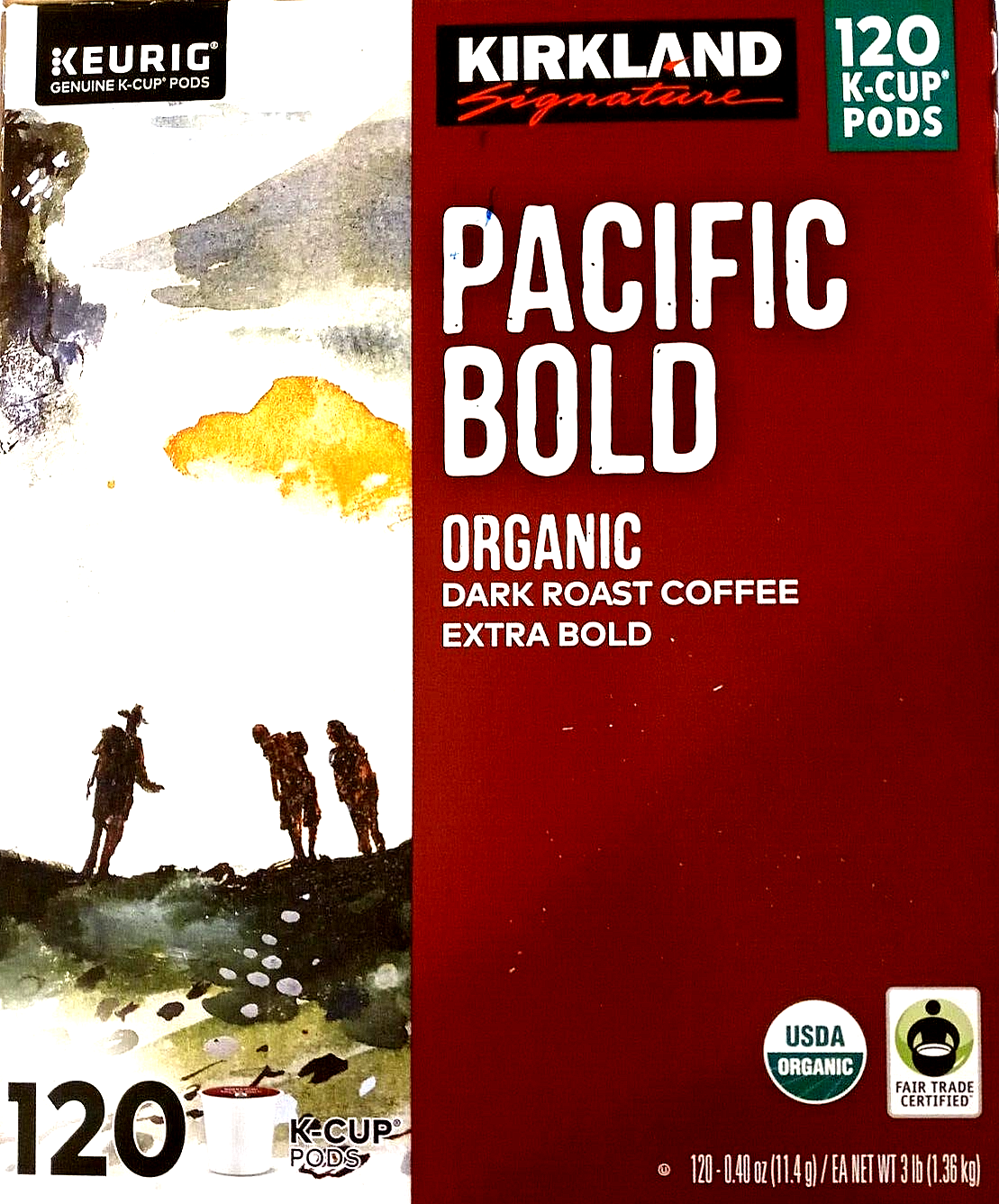 Kirkland Signature Pacific Bold Organic Dark Roast Coffee 120K-Cup Pods EXP04/26