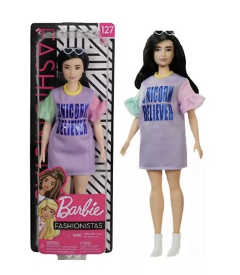 barbie fashionistas 127 unicorn believer curvy nude asian doll black hair new 392856746056