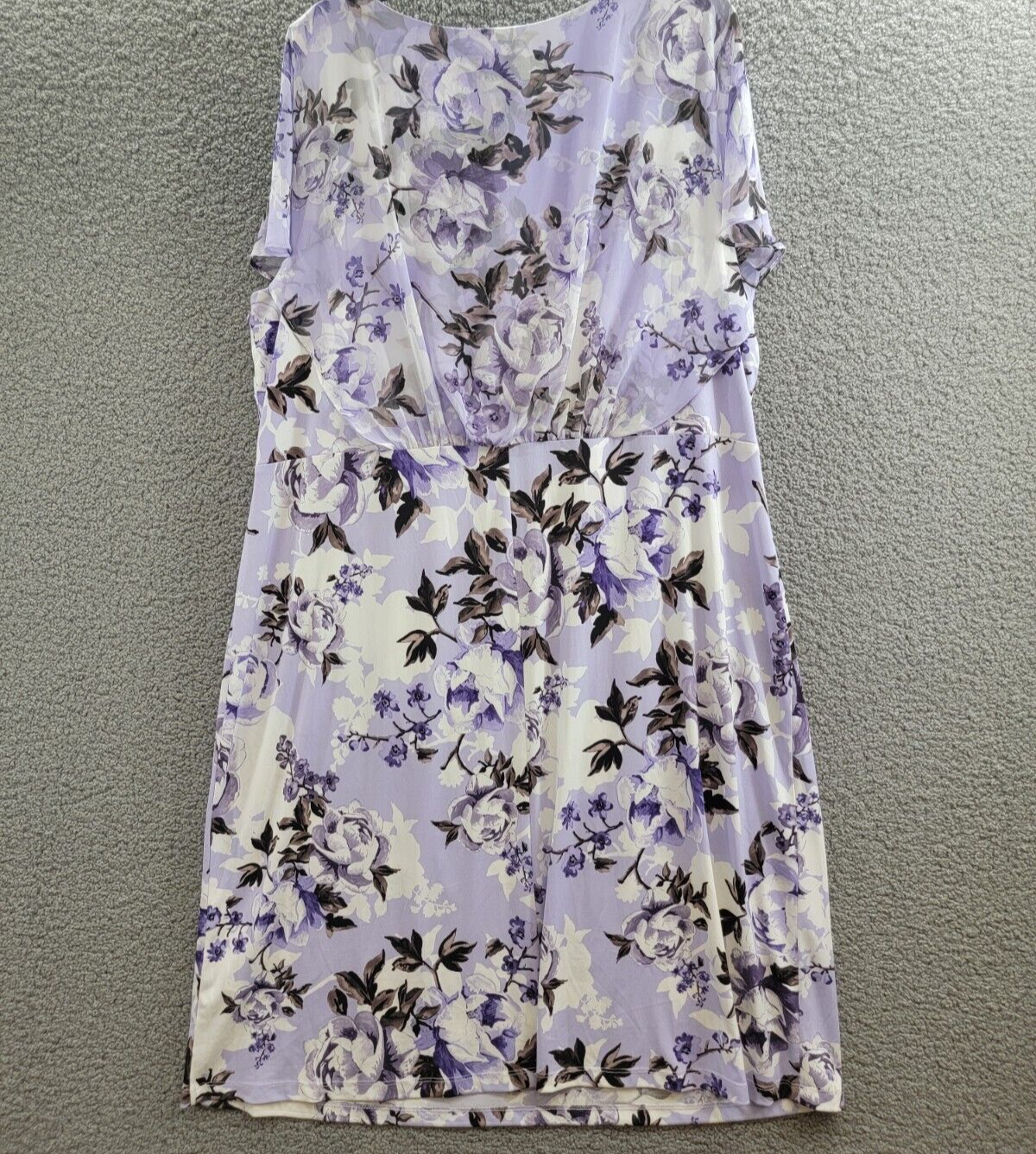 Connected Plus Size Floral-Print Overlay A-Line Dress Women's 22W Light Lavender - Picture 9 of 14