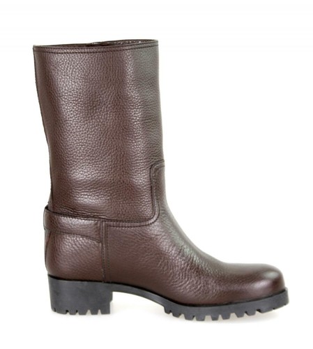 Pre-owned Prada Auth Luxury  Half-boot Shoes 3u5785 Brown Leather
