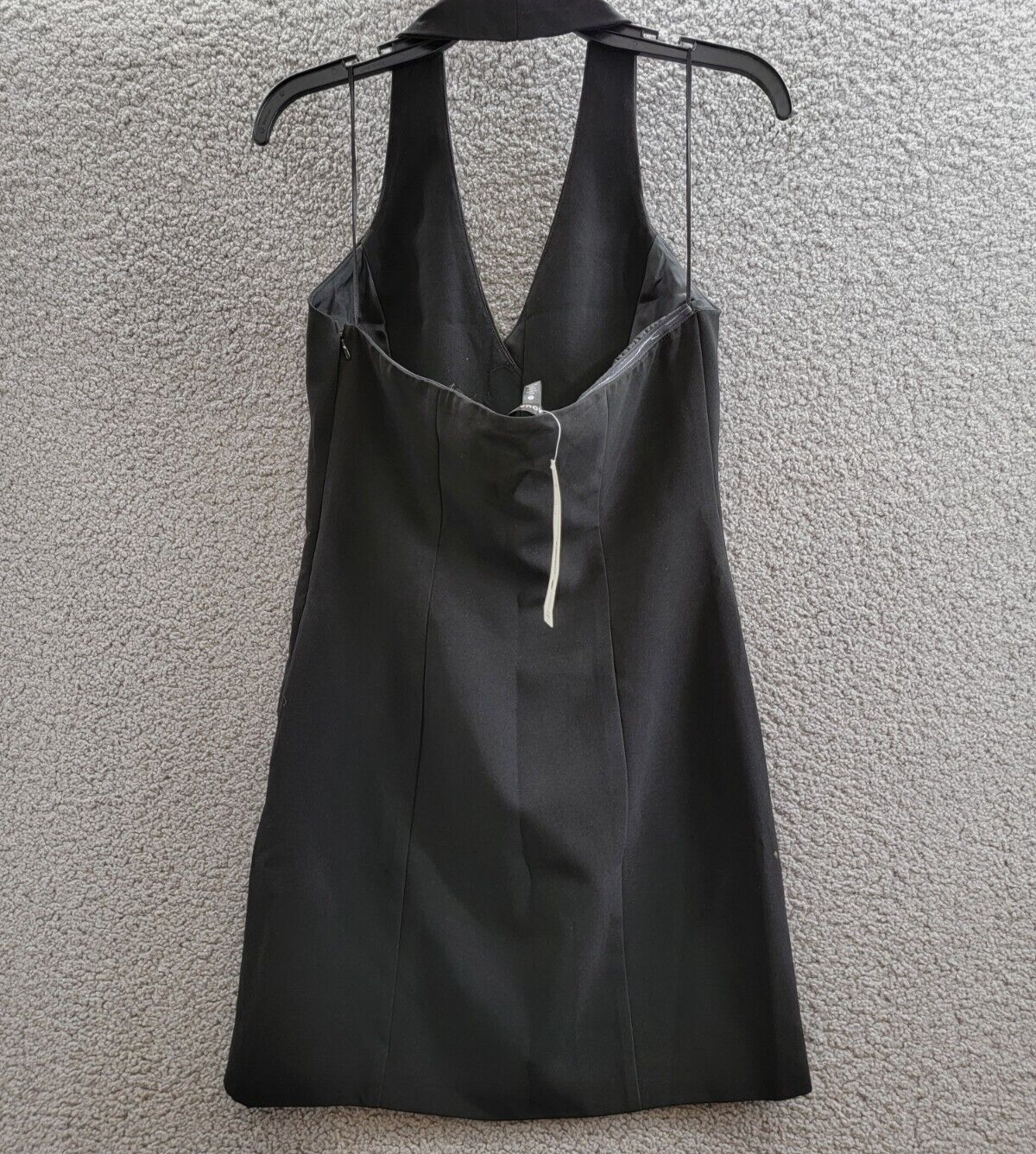 AQUA Halter Mini Dress Women's S Black Welt Pockets Faux Button Front Side Zip - Picture 11 of 15