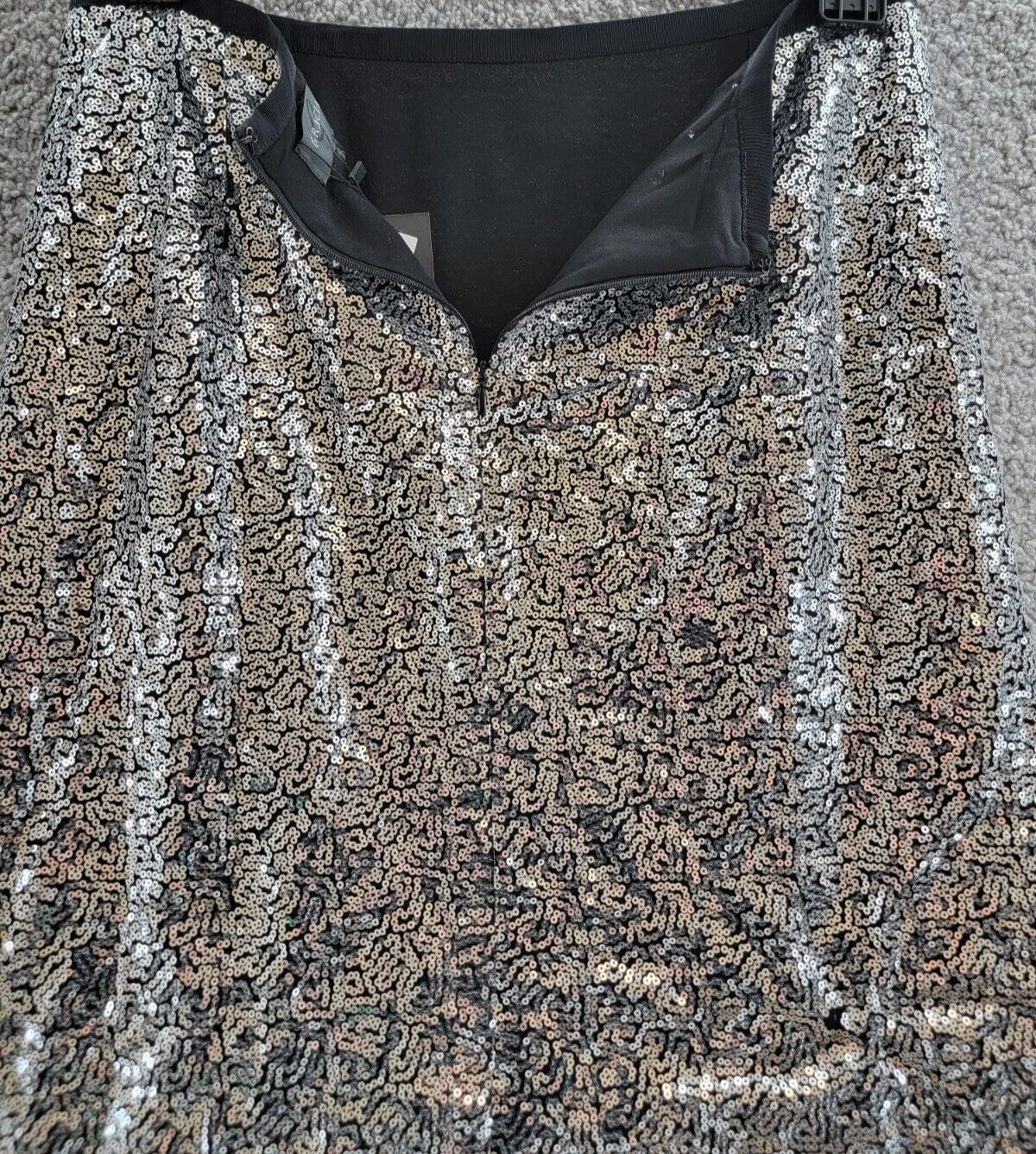 Gracia Sequined Mini Skirt Women's XL Silver Embellished Back Zipped Closure - Picture 11 of 15