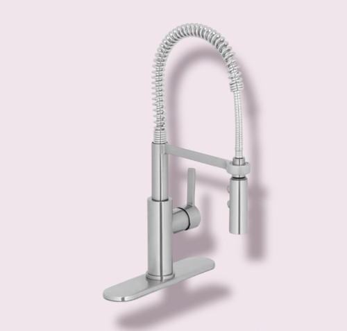 Statham Single-Handle Coil Spring Neck Kitchen Faucet TurboSpray & FastMo Stainl