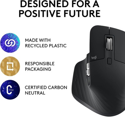 Logitech MX Master 3S Wireless Laser Mouse with Ultrafast Scrolling - Black