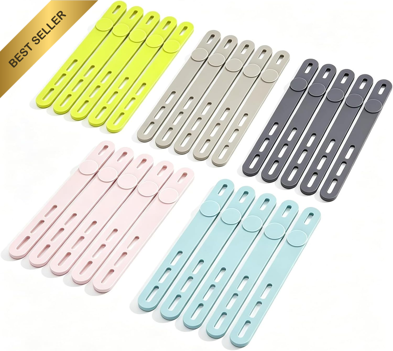Silicone Cable Ties Reusable 25 Pack - Colorful Cord Organizers & Wire Managemen