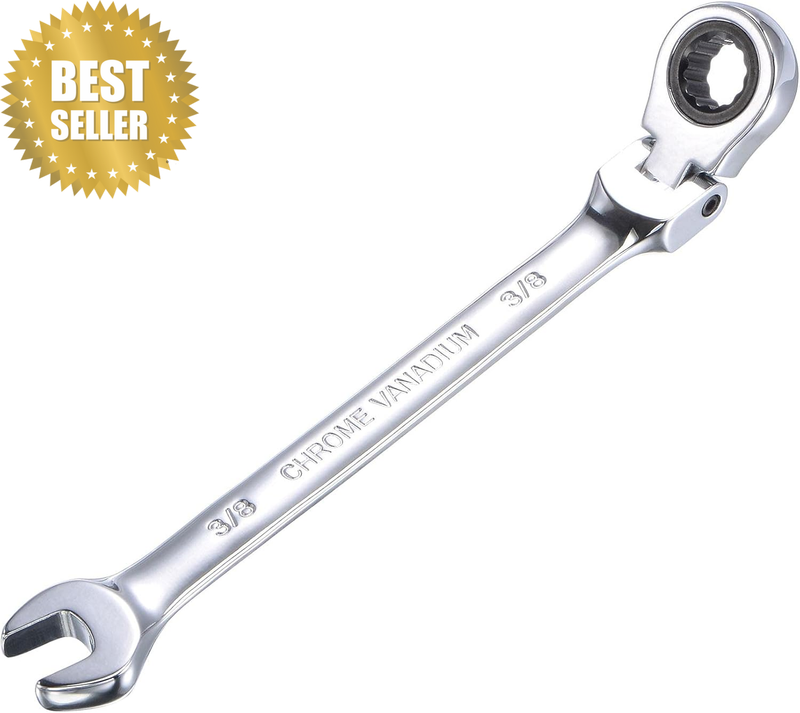 3/8 Inch Flex-Head Ratcheting Combination Wrench SAE 72 Teeth 12 Point Ratchet B