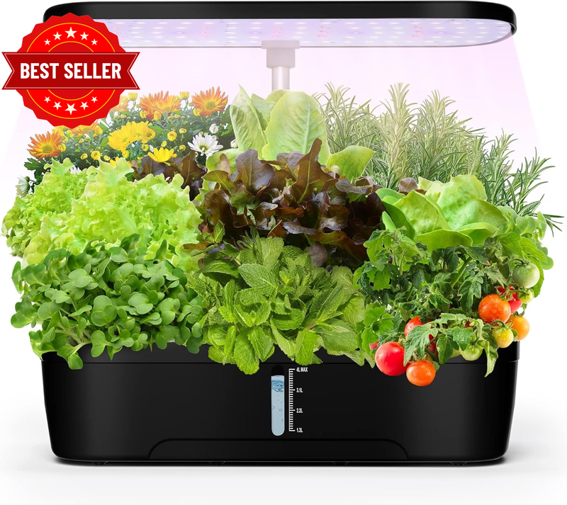 Indoor Garden Hydroponics Growing System 12 Pods, Indoor Herb Garden with LED Gr
