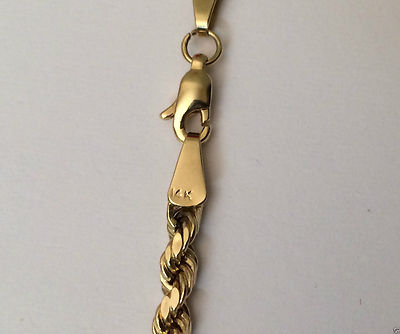 Pre-owned Rope Chain Real Men Women 14k Yellow Gold Chain Hollow Rope Necklace 4mm 18" 18 Inch Hallow
