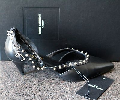 SAINT LAURENT ブラック ハイヒール 35 SAINT LAURENT PARIS / サンローランパリ | パール チェーン