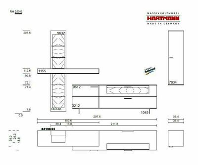 Wohnwand Anbauwand Hartmann RUNA Kerneiche Kombi E44 NEU