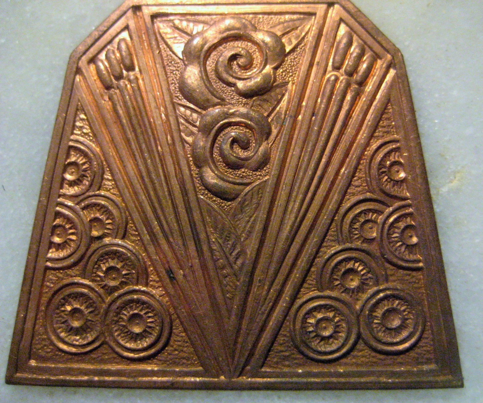 Vintage Art Deco Floral Medallion, Die Struck Brass Jewelry Component / Stamping