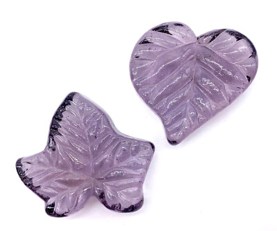 Pk 2 Crystal Lilac Leaves by Vacor Mega Marbles Transparent Glass Crafts Decor