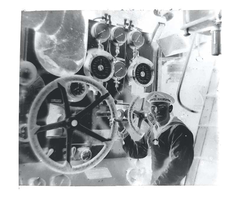 Rare ! Vieux Stereo-Glasdia / Plaque Sous-Marin ? IntÃ©Rieur 1.Wk Ca.1915 -