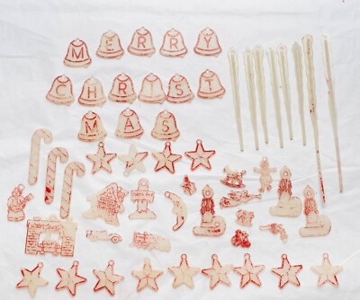Lot of 55 Vintage Rabar Plastics Glow in the Dark Christmas Tree Ornaments 1950s
