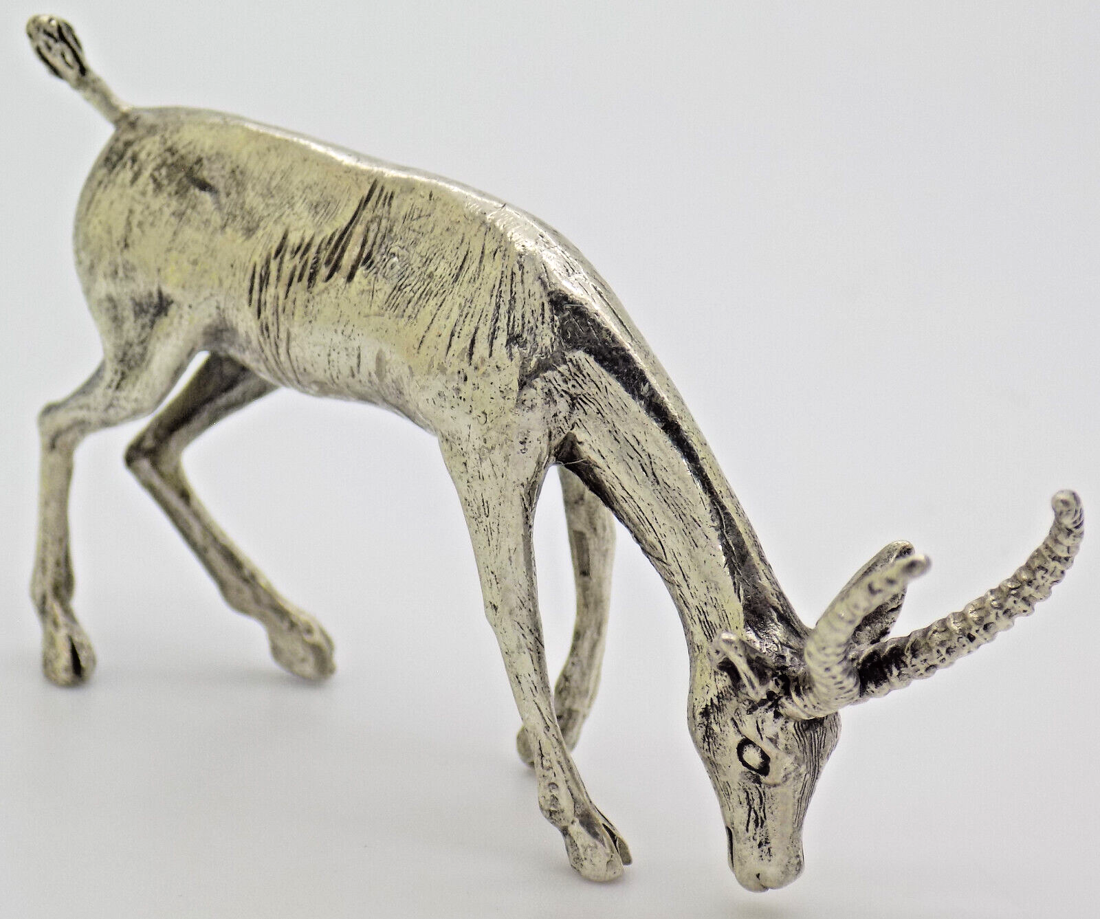 Vintage Italian Handmade Genuine Silver Raspini Brand Ibex Figurine Miniature