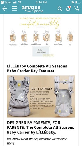LÍLLÉbaby Complete All Season Baby Carrier - Stone Color - MSRP $140