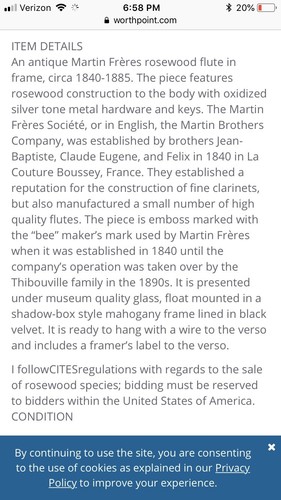 Antique Wooden flute Martin Frères 1840