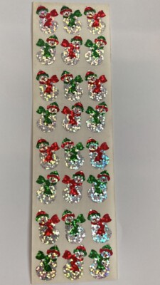 Hambly Studios Glitter  SNOWMAN Stickers RARE!!! Full Strip