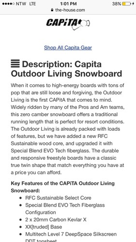Capita Outdoor Living mens Snowboard 158 cm - New in Plastic