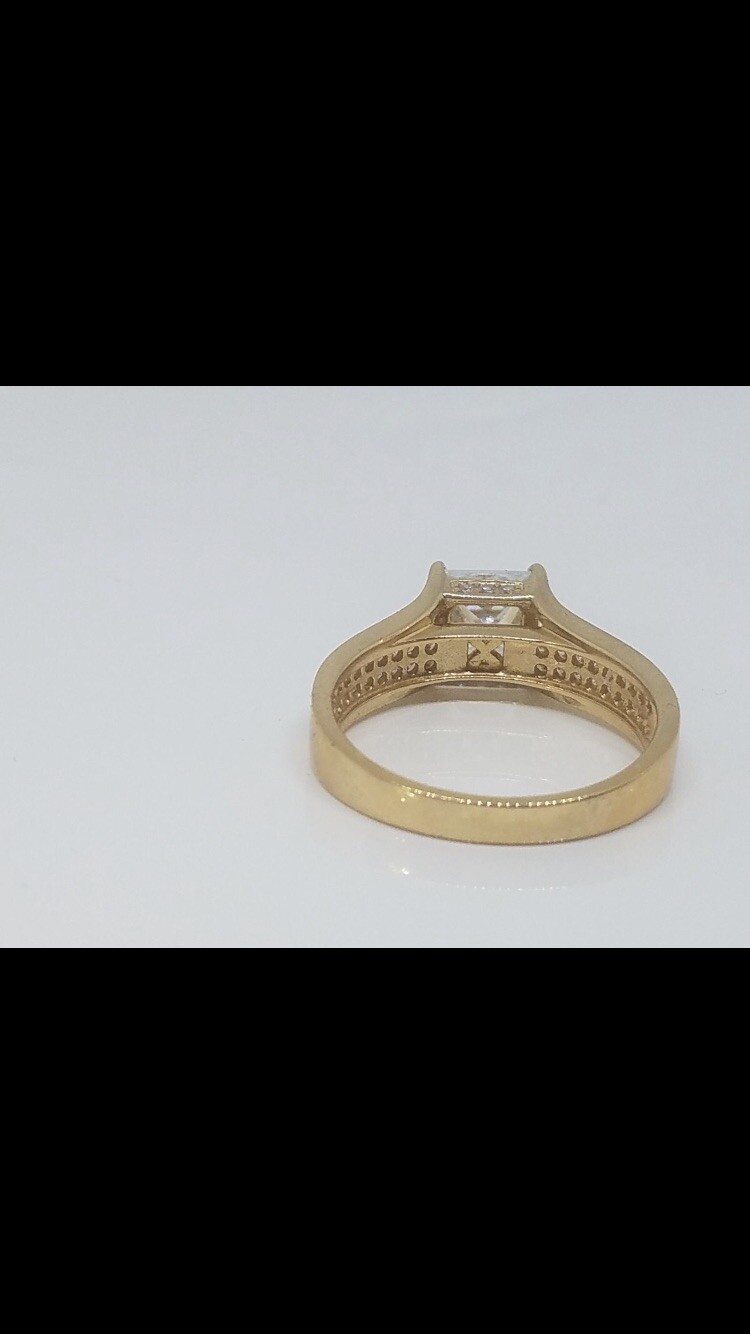 Pre-owned Handmade Gold 14k Princess Ring Yellow Cz Carat Engagement 4g Fine Jewelry Size 7 6 8