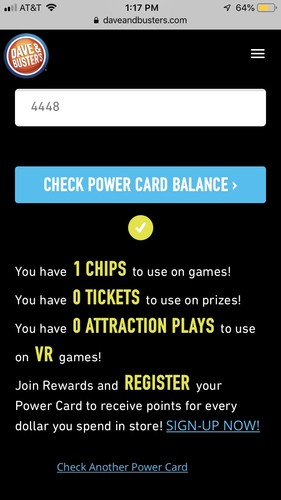 Lot Of 4 Dave And Busters Power Cards With Tickets & Play Points