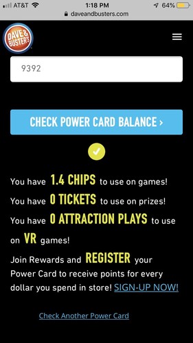 Lot Of 4 Dave And Busters Power Cards With Tickets & Play Points