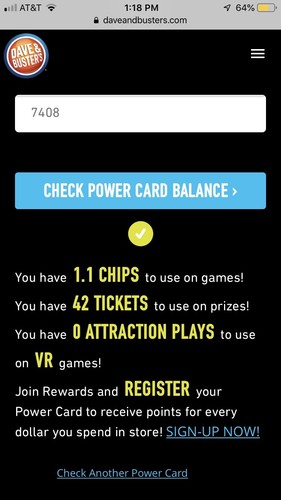 Lot Of 4 Dave And Busters Power Cards With Tickets & Play Points