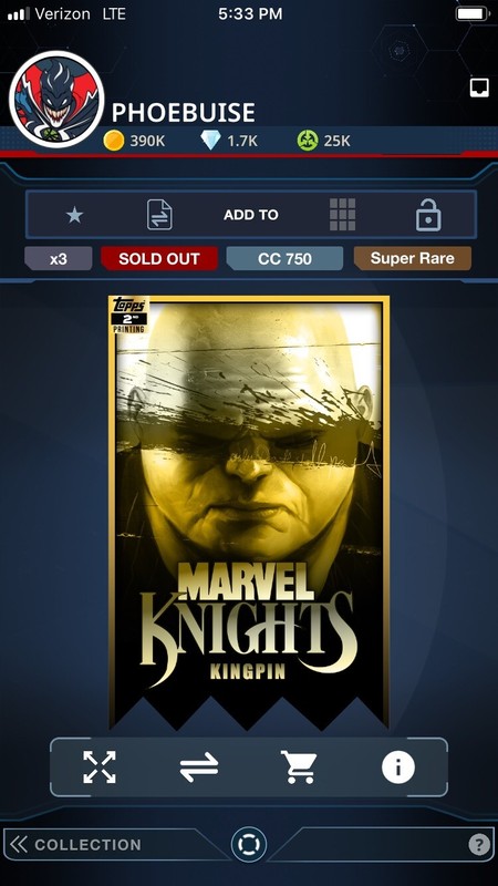 DIGITAL CARD 750cc Topps Marvel Collect Iron Fist MARVEL KNIGHTS 2nd Printing