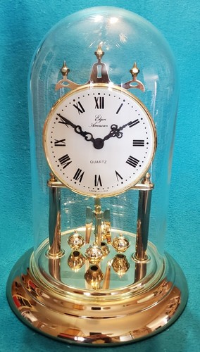 Vintage Elgin American Anniversary Quartz Clock W/Plastic Dome