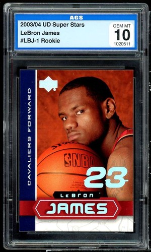 Lebron James Rookie Card 2003 UD Super Stars #LBJ-1 AGS 10