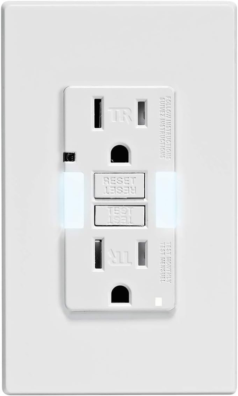 GFCI Receptacle with Guidelight, 15 Amp Tamper-Resistant with LED Indicator Ligh