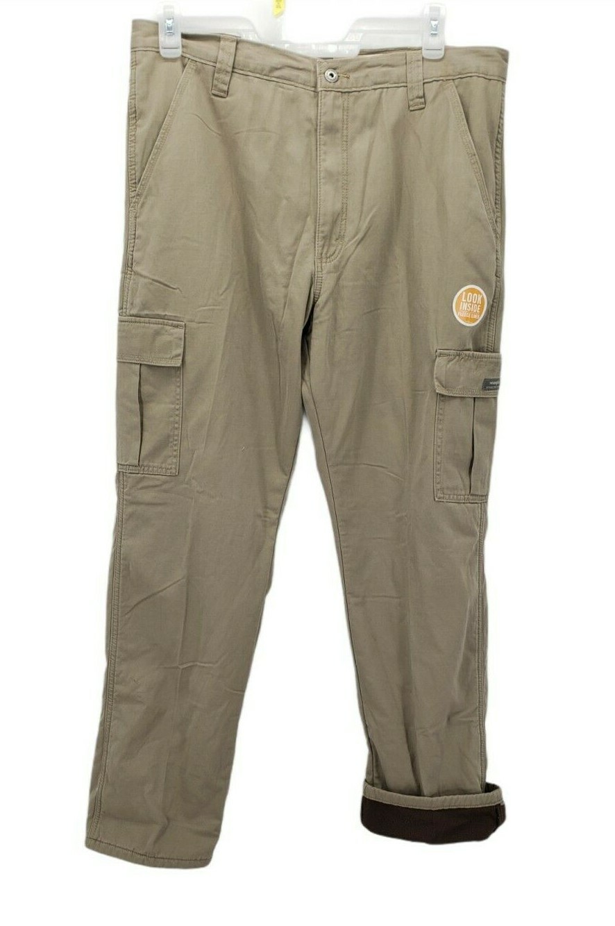 NWT MEN'S Wrangler Fleece Lined Cargo Relaxed Fit Tan Pants 70FCWBK 36X34 191683430731 | eBay