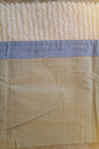 Wendy Bellissimo LOT 2 Green Gingham White Chenille Nursery Window Valances Baby